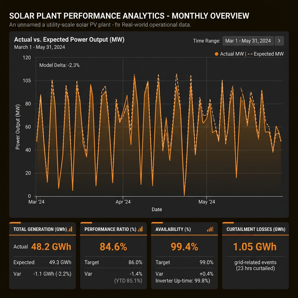 Solar plant performance analytics dashboard